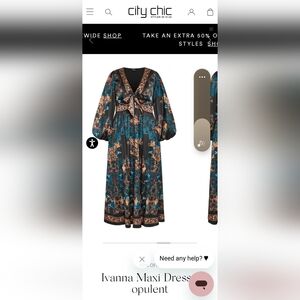 NEW CITY CHIC Ivanna Print Maxi Dress -  Teal And gold 14 xs/firm Price